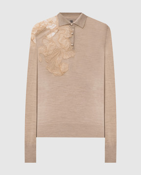 Ermanno Scervino Бежевое поло из шерсти с цветочным мотивом D475M321APATL