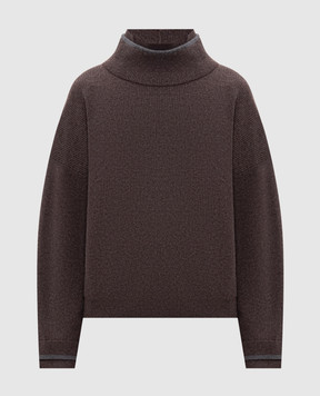 Brunello Cucinelli Коричневий светр з вовни, кашеміру та шовку M16222704