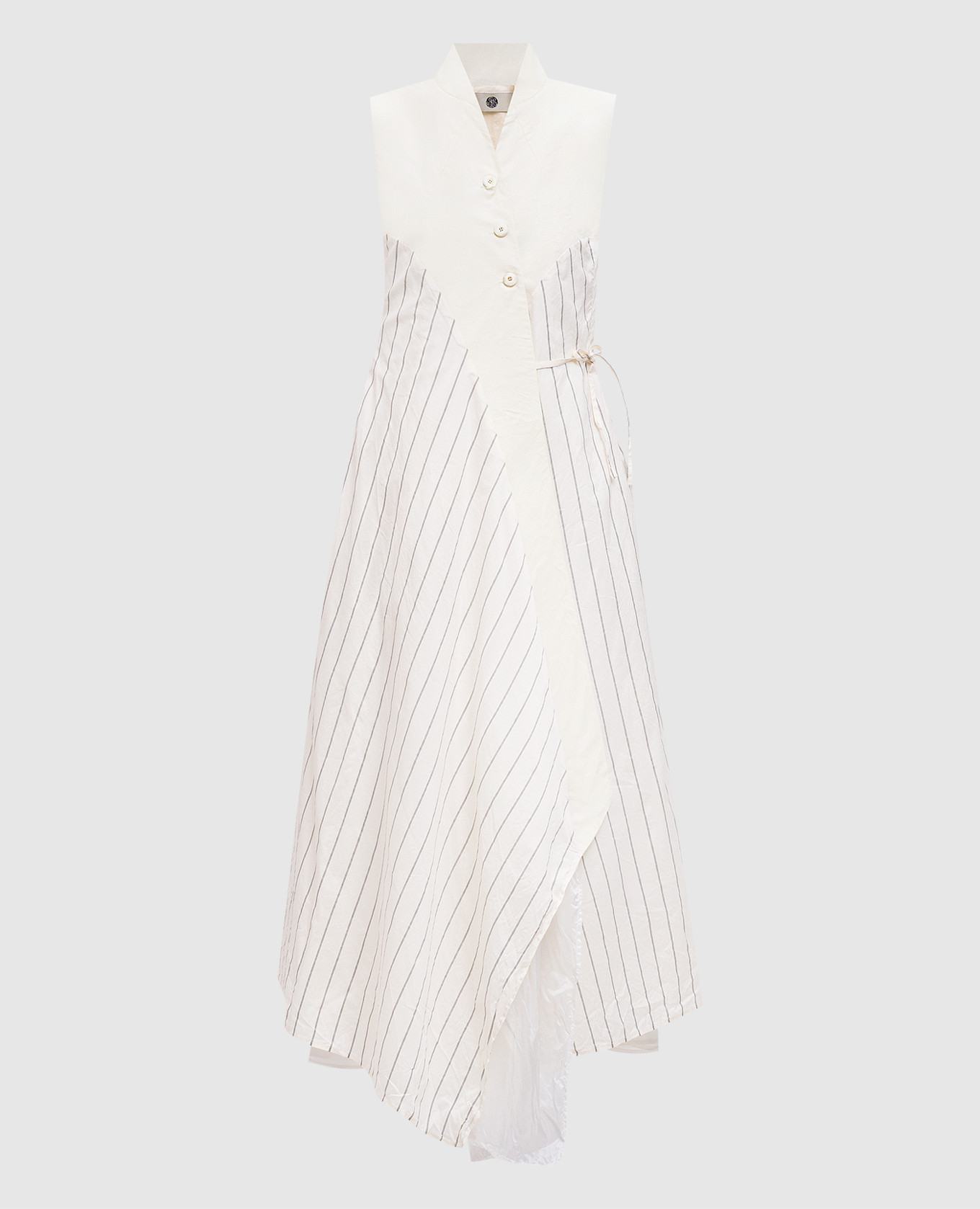 

Бежевое платье-рубашка с шелком в полоску, Бежевый, Повседневные платья