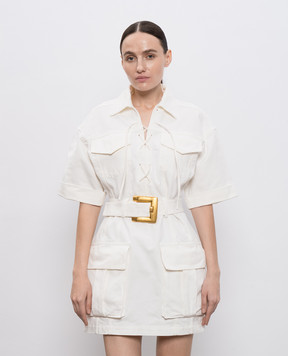 Balmain Біла сукня зі шнурівкою FF1R7415DF78