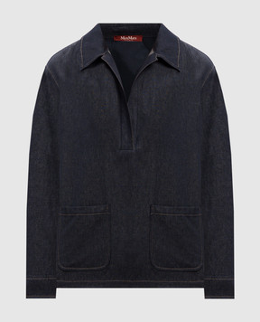 Max Mara Синий джинсовый пуловер AMICO с льном AMICO