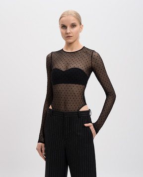 WARDROBE.NYC Черное боди из сетки в горох W1106F24PD