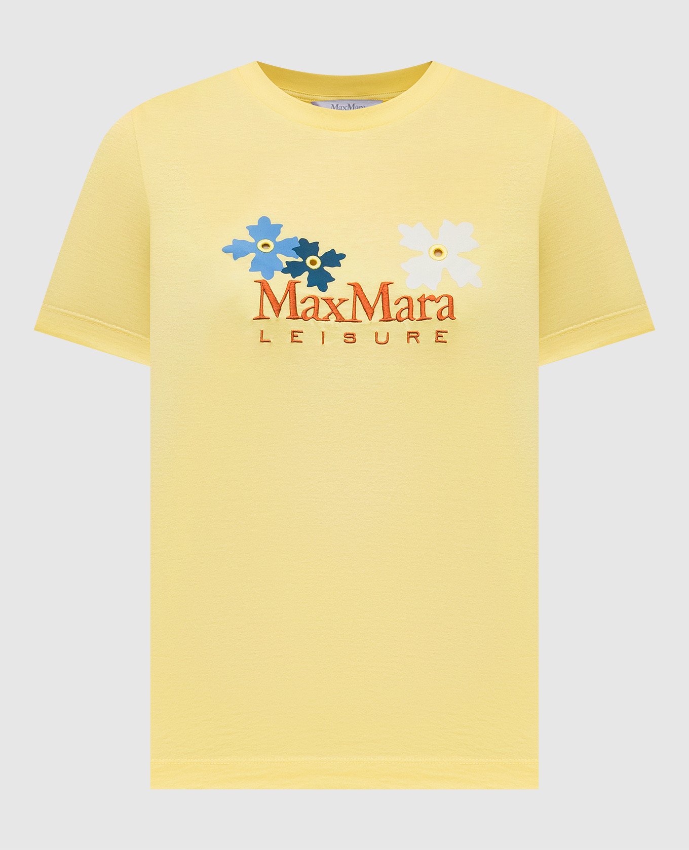 Yellow T-shirt OBLIQUA with logo embroidery