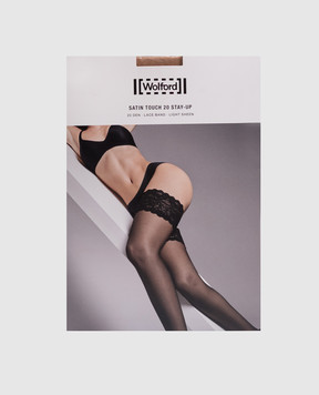 Wolford Бежевые чулки с кружевом 20 den 21223