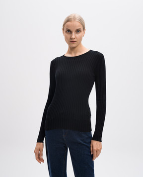 Allude Черный джемпер из кашемира в рубчик 24511142