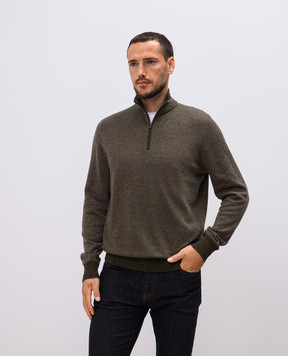 Loro Piana Зеленый джемпер из кашемира в полоску. FAG4525