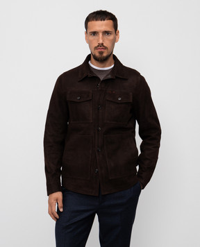 ISAIA Коричневая куртка с нубуком в стиле рубашки LU0133PLW61
