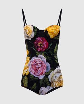 Dolce&Gabbana Чорний купальник в квітковий принт O9A13JFSG9R