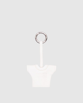 Maison Margiela MM6 Білий шкіряний брелок у вигляді футболки SA6UA0006P8335