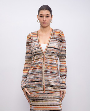 Missoni Бежевый кардиган в полоску с люрексом. DS25SM0BBK042C