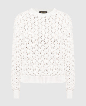Loro Piana Белый ажурный свитер с шелком FAN6407