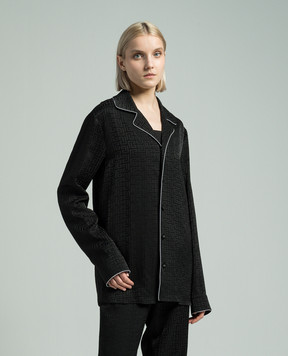 Balmain Чорна блуза у візерунок монограми CH0HU270VE82