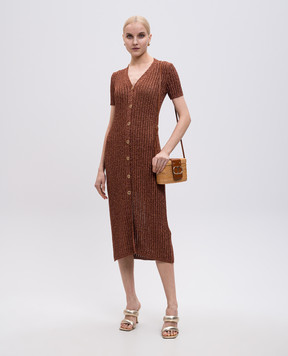 Twinset Коричнева сукня міді з люрексом 251TT3190