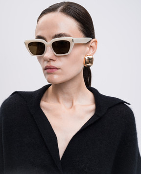 Saint Laurent Бежеві сонцезахисні окуляри з логотипом 843052Y9956
