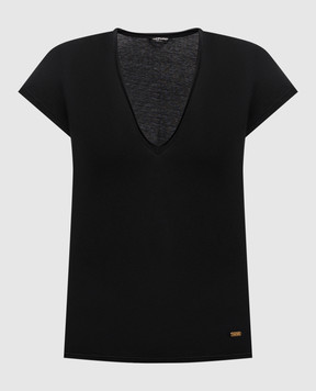 Tom Ford Черная футболка с металлическим логотипом TSJ584JEX137