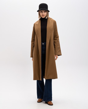 Loro Piana Коричневе пальто з шовку на запах FAO3227