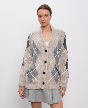 Ermanno Scervino Бежевий кардиган з вовною у візерунок D475N318RUIU