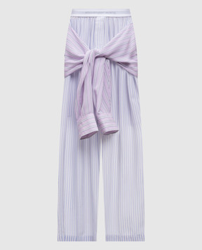 Alexander Wang Голубые брюки из шелка в полоску 1WC2254829