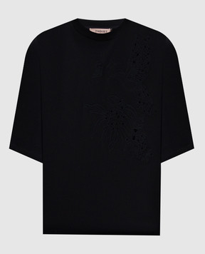 Twinset Чорна футболка з вишивкою 251TP2730