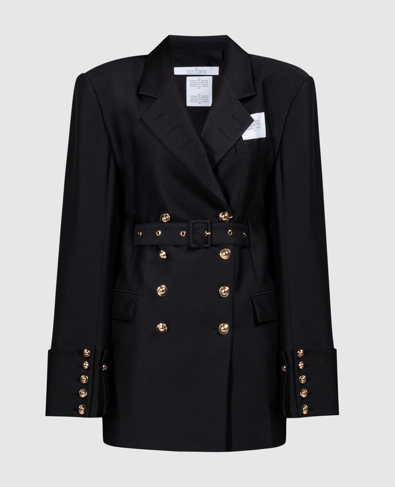 

Синий двубортный жакет из шерсти и шелка, Жакеты