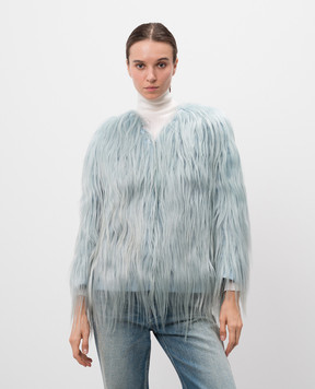 Florence Mode Голубая куртка с мехом овчины 15N38KD