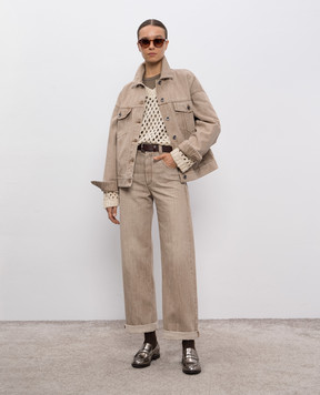 Brunello Cucinelli Коричневый лонгслив с цепочкой мониль M0TC8BJ300