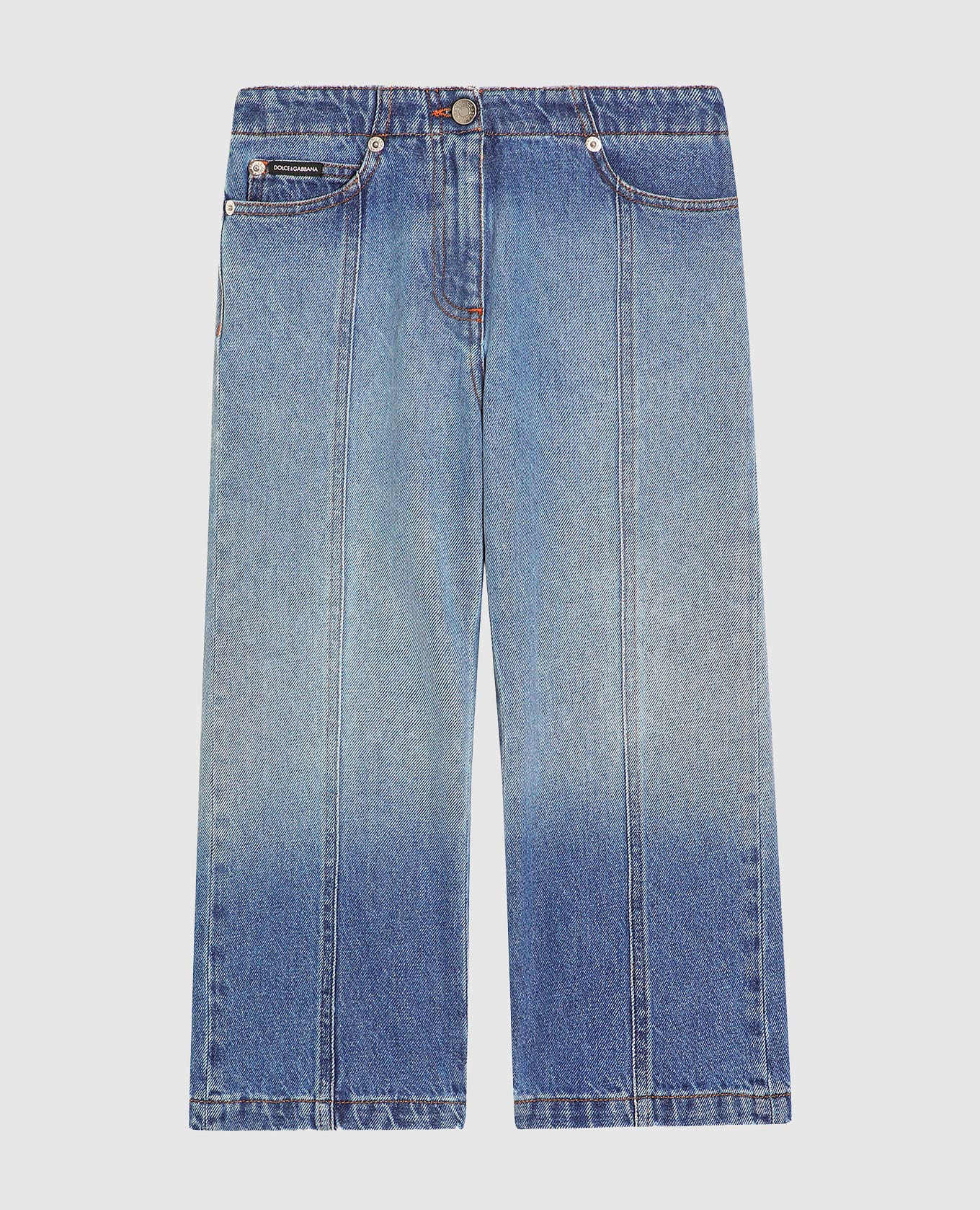 

Детские синие джинсы с логотипом, Синий, Джинсы