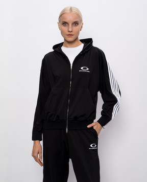Balenciaga Чорна спортивна куртка з вишивкою логотипа 837513TSVX2