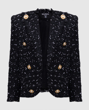 Balmain Черный твидовый жакет EF0SC226XL06