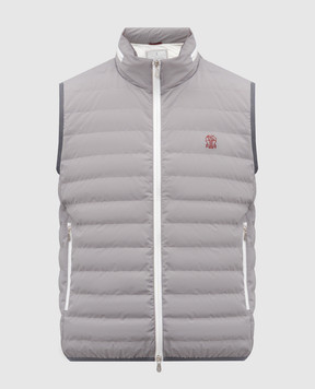 Brunello Cucinelli Серый пуховый жилет с вышивкой логотипа логотип MM49A7460G