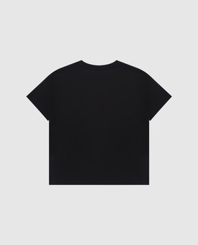 Dolce&Gabbana Дитяча чорна футболка з логотипом з паєток L5JTNKG7O7S812+