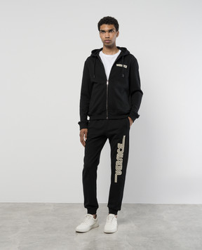 Versace Чорні джогери з фактурним принтом логотипа 10162821A11444
