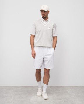 Brunello Cucinelli Белое поло из шерсти с логотипом эмблемы принт. MM6961301F