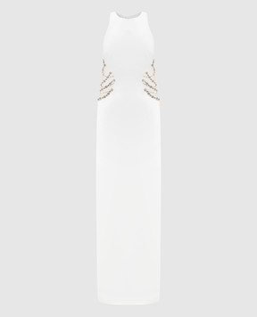 Nissa Белое платье макси с кристаллами RRS15958