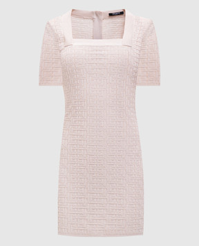 Balmain Бежевое платье-футляр Labyrinth в узор. EF1R6135KI02