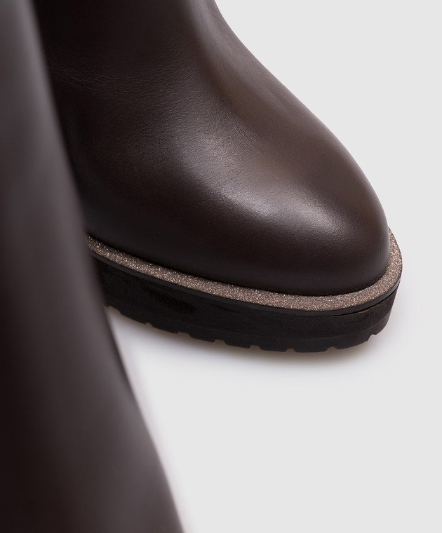 Brunello Cucinelli Коричневі шкіряні ботильйони MZDSPG366 зображення 5