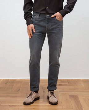 Brunello Cucinelli Сірі джинси з патчем логотипа M240PD3210