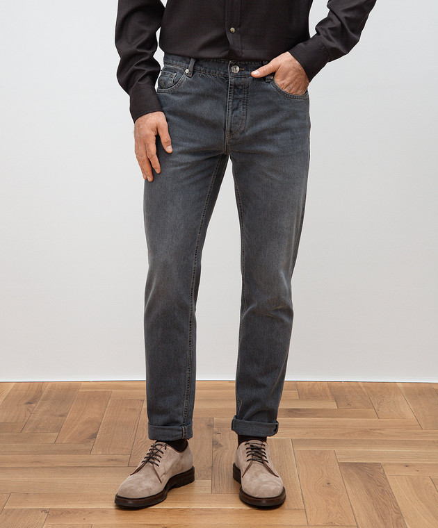 Brunello Cucinelli Серые джинсы с логотип патч M240PD3210 изображение 3