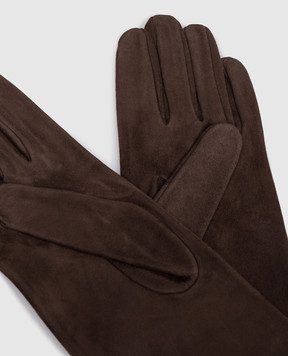 Sermoneta Gloves Коричневі замшеві подовжені рукавички 305B8BT