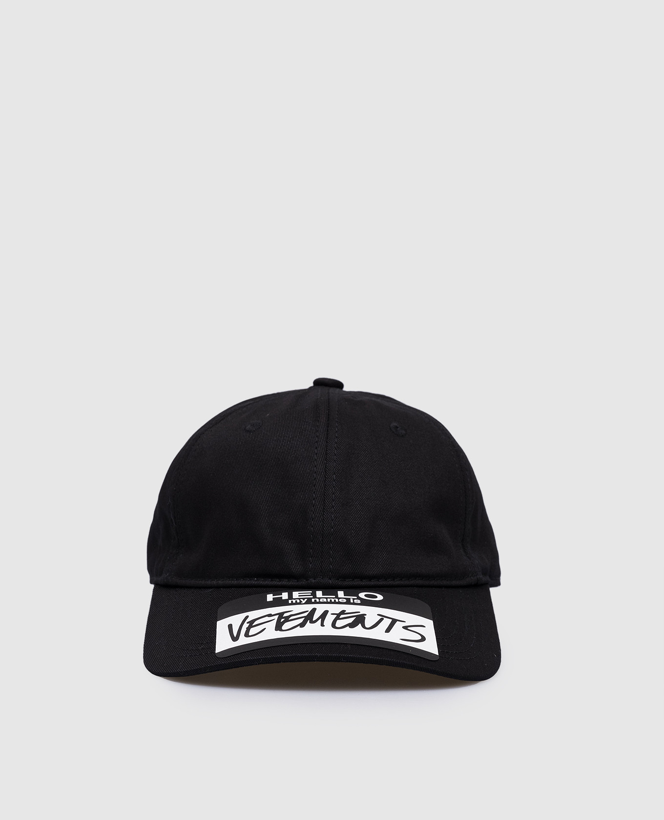 

Черная кепка с фактурным логотипом Hello me name is Vetements, Черный, Кепки