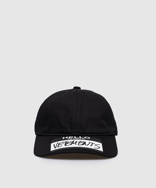 Vetements - Черная кепка с фактурным логотипом Hello me name is
