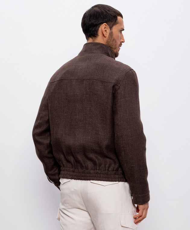 Brunello Cucinelli Коричневая куртка из льна, шерсти и шелка MW4826509 изображение 4