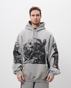 Vetements Серое меланжево худи с принтом UA66HD720G