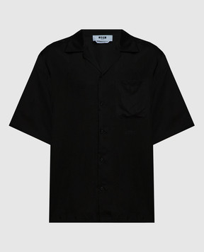 MSGM Черная рубашка с вышивкой логотипа 3640ME08X247015