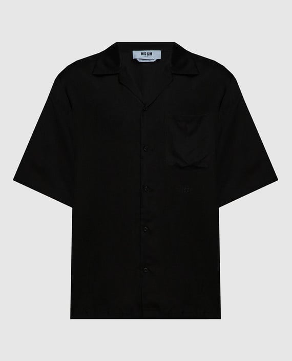 Black shirt with logo embroidery