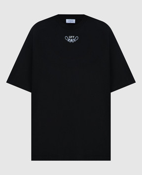 Off-White Черная футболка с вышивкой Bandana Arrow OMAA161S24JER001