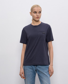 Brunello Cucinelli Синя футболка з ланцюжком моніль MPT81EC710