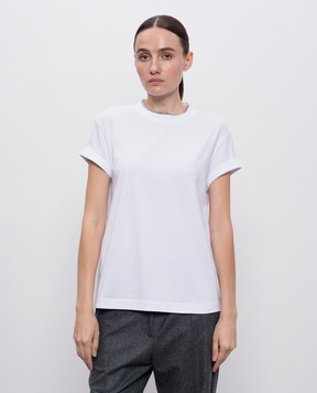 Brunello Cucinelli Біла футболка з ланцюжком моніль M0T18BD200