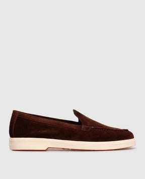Santoni Коричневые замшевые лоферы WUYA71876TISSAEA