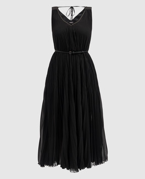 Peserico Черное платье миди с цепочкой мониль с плиссой E0234500PA00630